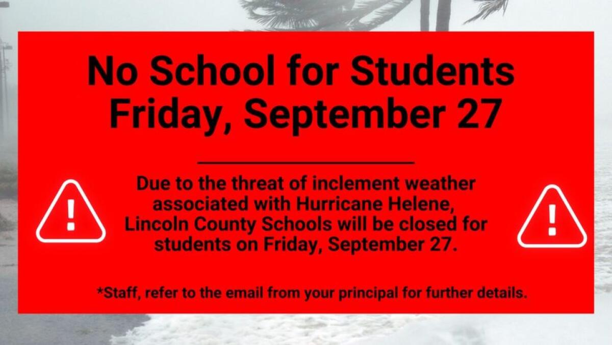 No School for Students on Friday, September 27