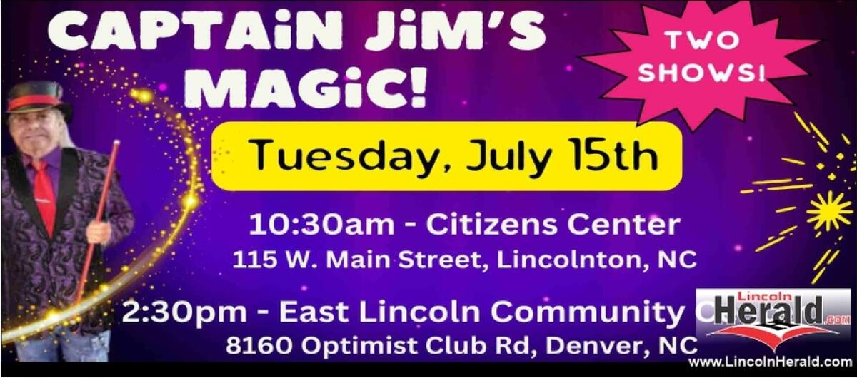Captain Jim’s Magic Coming For Two Performances July 15