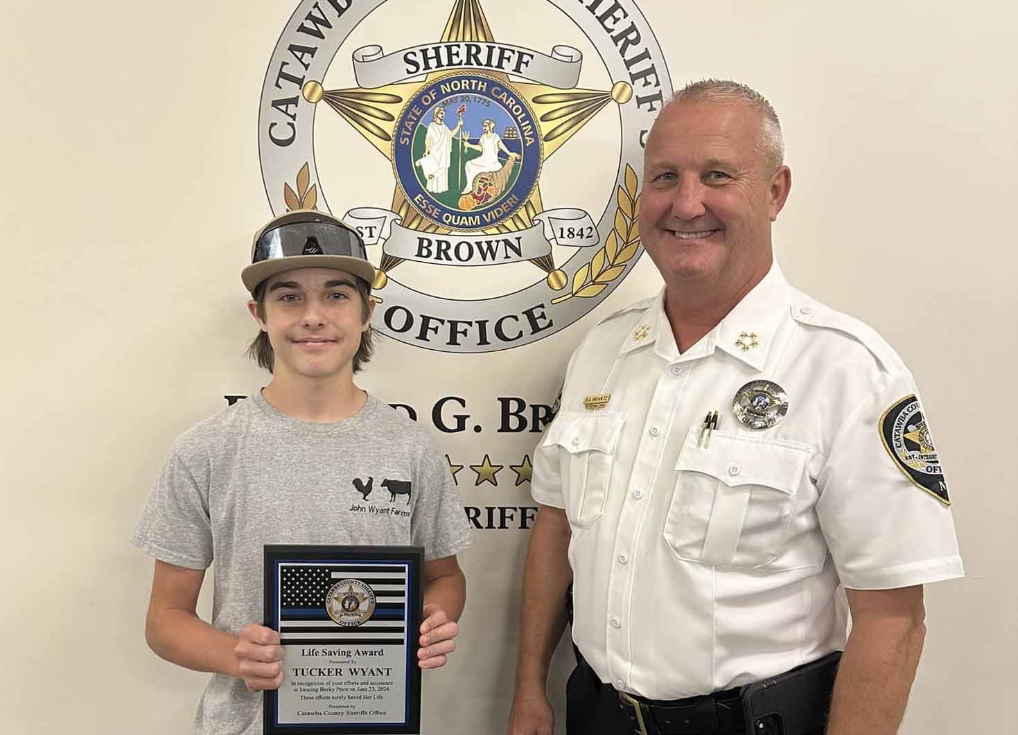 Tucker Wyant Recognized By Catawba County Sheriff’s Office